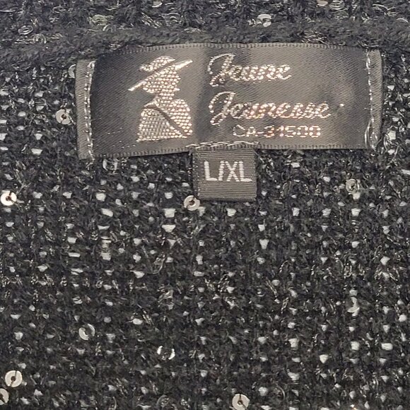 Jeune Jeunesse Black Shimmering Long Sleeve Blouse Top - Picture 9 of 10